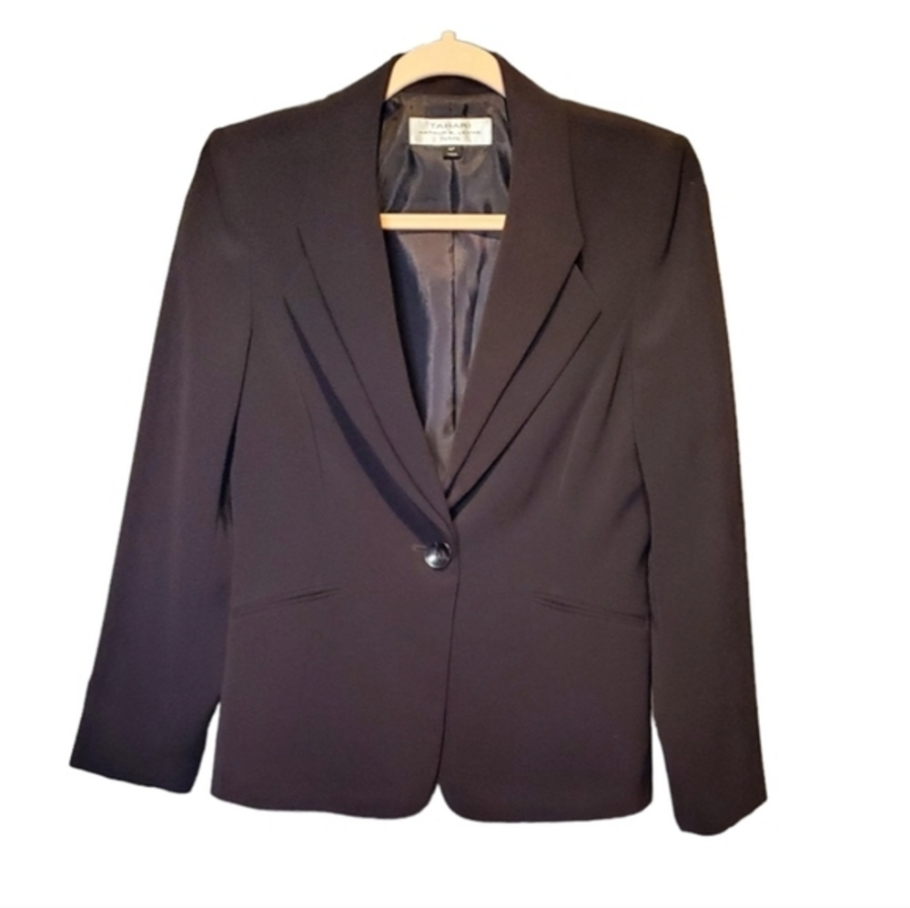 Tahari ASL Black Double Collar Button Suit Blazer‎ Size 4P